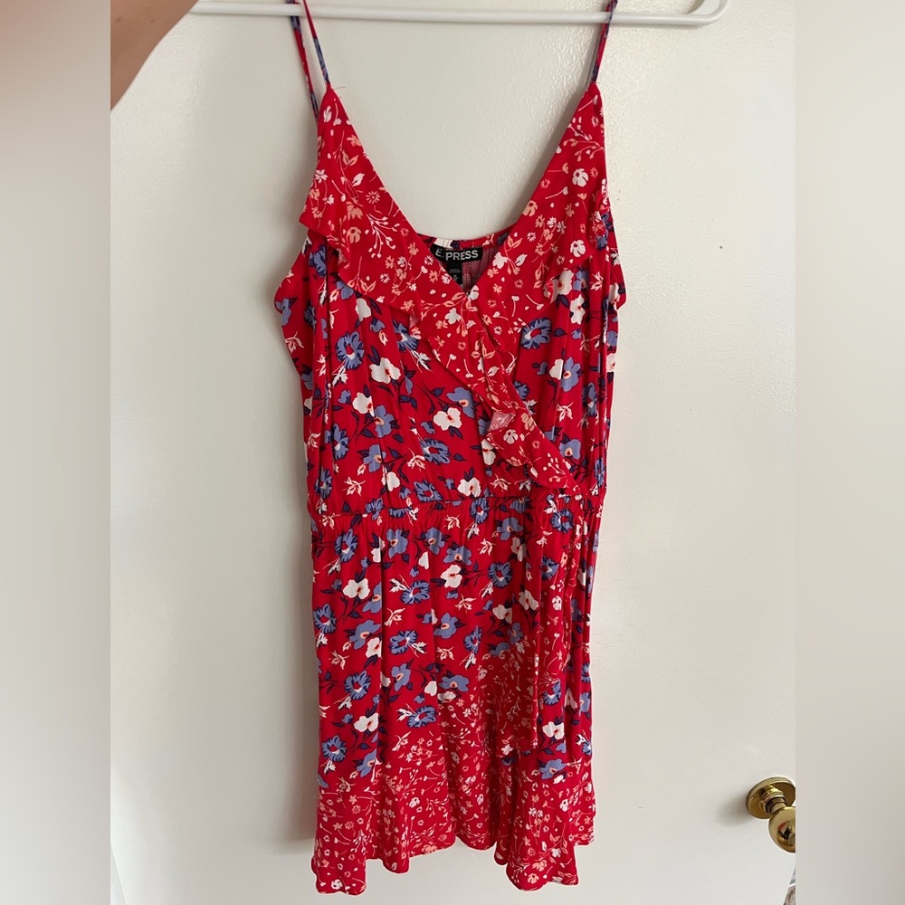 Express Red Dress with Floral Pattern